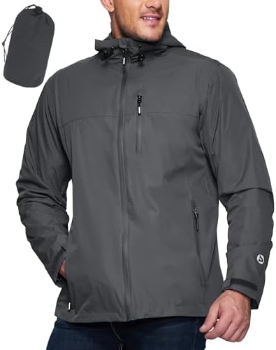 Outdoor Ventures Men's Packable Rain Jacket Waterproof Lightweight Raincoat by OutdoorVentures