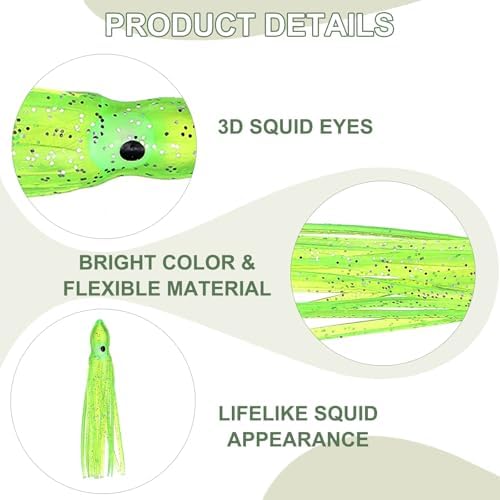 Fishing Squid Skirts, Glow Soft Plastic Trolling Lures Luminous -Fitting for (Bass/Trout/Salmon/Saltwater/Fishing Bait) - Image 3