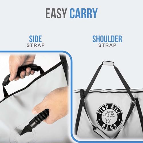 Flat PVC Tarpaulin Insulated Fish Cooler Kill Bag - Waterproof Fishing Cooler Bag with Easy Grip Carry Handles - Portable Soft Cooler - 3 Sizes - Image 6