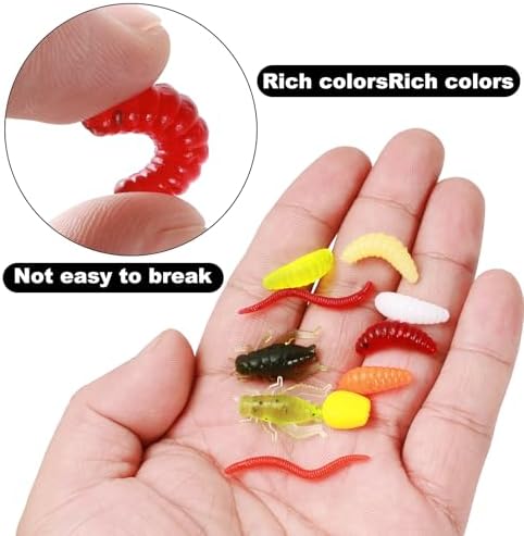 Realure 250 Pcs/4 Types Fishing Soft Plastic Worms Set Artificial Bread Worm & Earthworm & Cricket & Corn Baits Silicone Soft Maggot Simulation Bait Worm for Freshwater & Saltwater Sea Fishing - Image 3