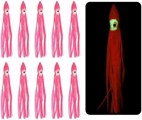 Fishing Squid Skirts, Glow Soft Plastic Trolling Lures Luminous -Fitting for (Bass/Trout/Salmon/Saltwater/Fishing Bait) by YELARXI