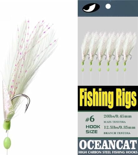 10/20/50/100 Packs 3 Feather & Fish Skin 6 Hooks Saltwater Fishing Rigs with String Hook Lure Bait Tackle Jig - Image 7