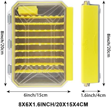 Aventik Bladed Jig Box Bearded Lures & Tackle Accessories Multiple Lure Organizer Case 8” x 6” x 1.6”(2, Lure Box Yellow) - Image 3