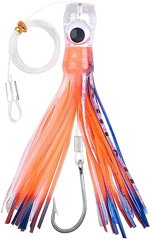 Saltwater Fishing Lures 6/9inch Trolling Lures for Marlin Mahi Tuna Dolphin Shark Big Game Deep Sea Fishing Baits Squid Skirts Rigged Hooks Ocean Gear Tackle by OROOTL