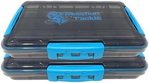 Reaction Tackle Premium Tackle Trays, Water Resistant Fishing Tackle Box Organizers with Triple Clip Closure, Removable Dividers and Clear View Design - 3700 (2-Pack) by ReactionTackle