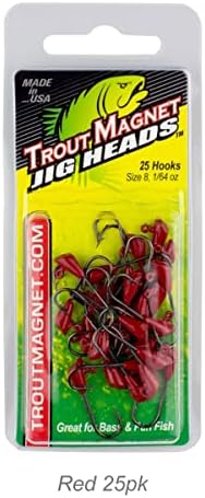 Trout Magnet Jig Heads - 1/64 oz - 25 Pack - Shad Dart Head Shape Hook with Lure Body Securing Barb - Balanced Jigs and Hooks for Trout, Crappie, Bass, Panfish - Freshwater Saltwater Fishing Gear - Image 6