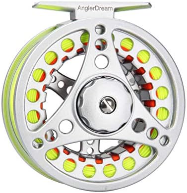 (1/2WT 3/4WT 5/6WT 7/8WT) Fly Reel with Line Combo Aluminum Alloy Large Arbor Fly Fishing Reels Weight Forward Fly Line with Braided Backing Taper Leader Pre-Tied by ANGLERDREAM