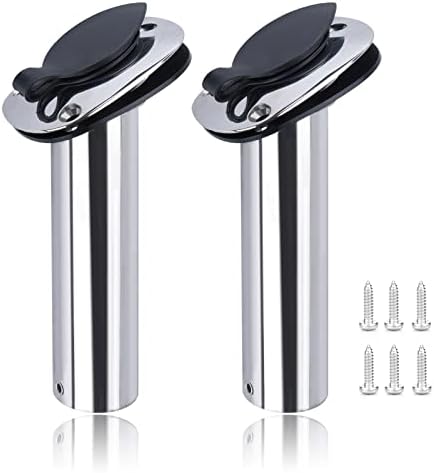 Hoffen 2Pcs Boat Stainless Steel Fishing Rod Holder Flush Mount 15/30/90 Degree with PVC Cap,Inner Tube and Gasket by Hoffen