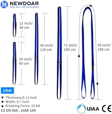 NewDoar 16mm Climbing Sling UIAA CE Certified,23KN EN566 Certified,Climbing Utility Cord Rock Climbing,Creating Anchors System,Rappelling Gear,Perfect for Tree Work - Image 3