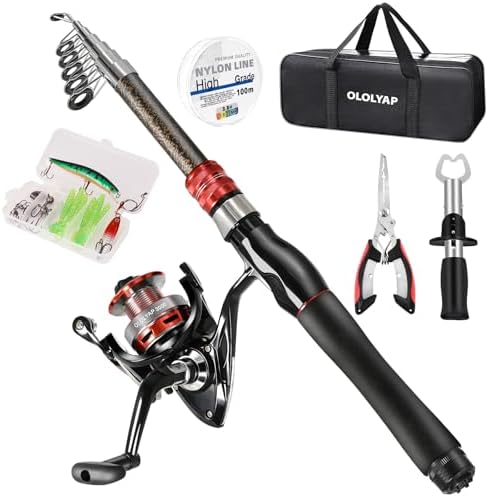 Fishing Pole Combo Set 6.9ft Telescopic Fishing Rod and Reel Combo with Fishing Pliers and Lip Gripper by Unknown