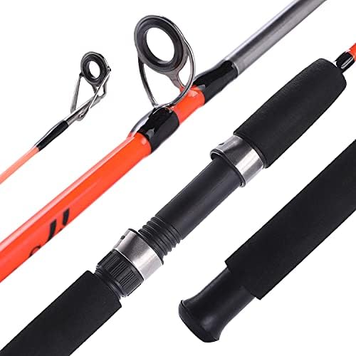 Sougayilang Fishing Rod, 2-Piece Composite Graphite & Glass Blanks Saltwater Trolling Rod Offshore Surf Fishing Pole with Stainless Steel Line Guides for Catfish, Salmon Glass Fiber Spinning Rod - Image 2