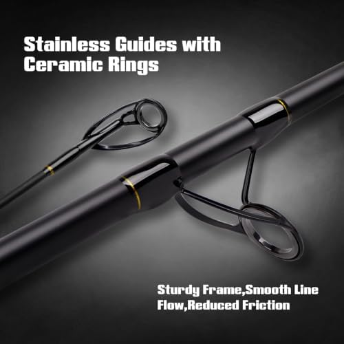 Fiblink Surf Fishing Rod,Portable Spinning Rod & Casting Rod,3/4 Piece Travel Fishing Pole,Carbon Fiber Surf Rod,Stainless Steel Guides with Ceramic Rings,No-Slip Grip(9'/10'/10'6"/12'/15') - Image 5