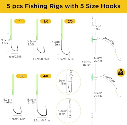 DONQL 5pcs Sea Fishing Rigs, Pre Tie Flapper Rig for Catfish Sole Red - Image 2