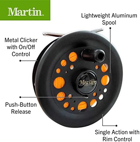 Martin Complete Fly Fishing Kit, 8-Foot 5/6-Weight 3-Piece Fly Fishing Pole, Size 5/6 Rim-Control Reel, Pre-spooled with Backing, Line and Leader, Includes Custom Fly Tackle Assortment, Brown/Green - Image 4