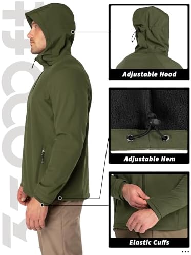 33,000ft Men's Hooded Fleece Lined Rain Shell Jacket Waterproof Lightweight - Image 5