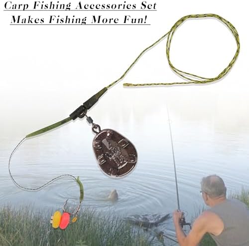 Carp Fishing Hair Rigs Fishing Accessories Set Carp Sinker Weights Bait Rig Set Up Swivels Hooks Corn Bait Leader Rigs for Bass Catfish Fish Tackle Rigs - Image 7