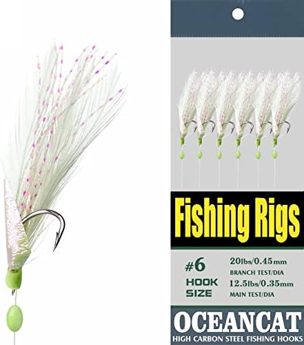 10/20/50/100 Packs 3 Feather & Fish Skin 6 Hooks Saltwater Fishing Rigs with String Hook Lure Bait Tackle Jig - Image 3