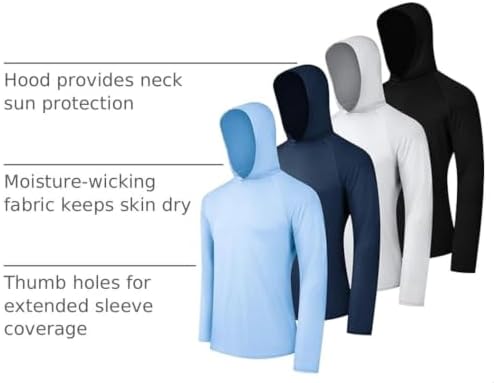 OYGSieg 4 Pack Men's Sun Hoodies UPF50+ Fishing Shirts Athletic Rash Guard - Image 4