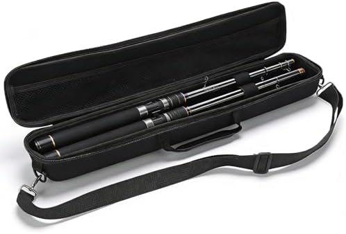 Travel Fishing Rod Case Hard Shell, Fishing Pole Carrying Case for Travel Fishing Rod Bag Carrier Case Fishing Pole Travel Case with Shoulder Strap for Fishing Tools by Jwthee