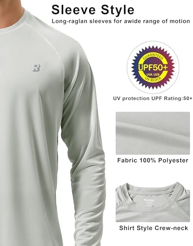 Roadbox Men's UPF 50+ UV Sun Protection Shirts, Long Sleeve Swim Rash Guard - Image 4