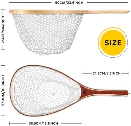 SF Fly Fishing Landing Net Soft Rubber Mesh Trout Net Catch and Release Net - Image 2