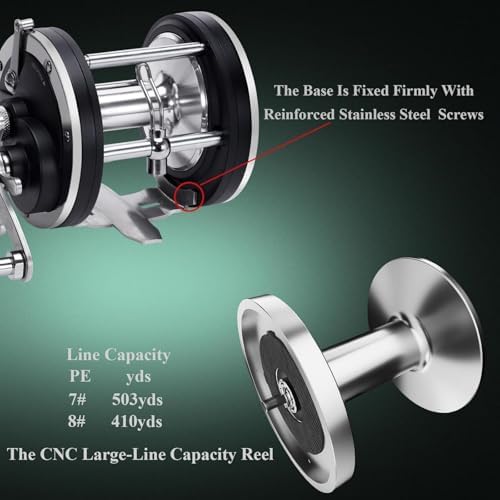 Sea Fishing Reel 44-66 LB Max Drag Saltwater Round Conventional Trolling Reel Aluminum CNC 2.8:1/4.4:1 Gear Ratio 5+1/7+1 Bearings for Tuna Salmon Marlin - Image 2