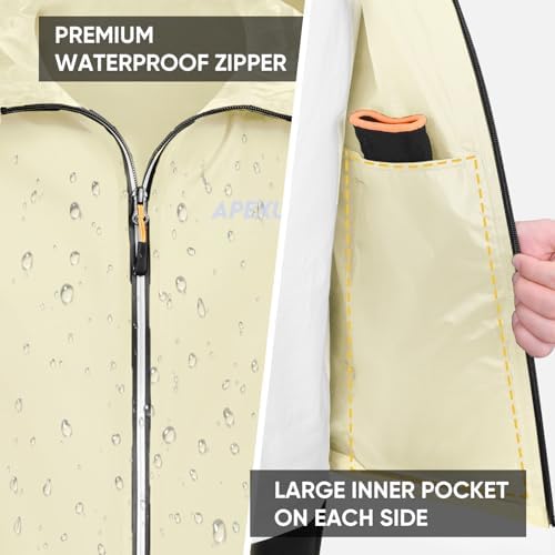 APEXUP Packable Rain Jacket Men Waterproof Lightweight Raincoat with Hood - Image 4