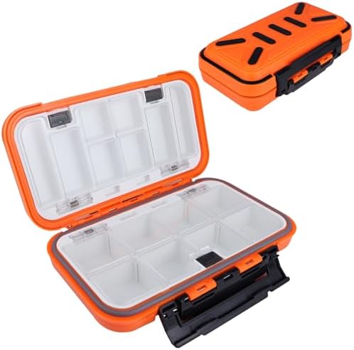 small tackle box, mini waterproof fishing tackle box organizer, double sided ABS plastic organizer box, travel storage containers for (M orange) by KEESHINE