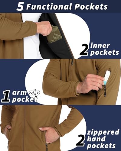 33,000ft Men's Hooded Fleece Lined Rain Shell Jacket Waterproof Lightweight - Image 2