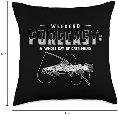 Funny Flathead Catfish Fishing Weekend Forecast Throw Pillow - Image 4