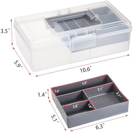 JUXYES Clear Art Craft Supply Storage Bin Sewing Box With Handle Lid - Image 2