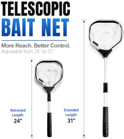 BasicGear Pro Floating Baitwell Net, 10" Hoop, 17"/24"/24"-31", Live Bait - Image 5