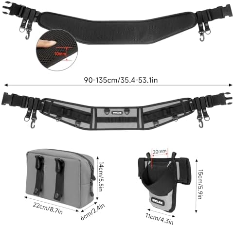 SANLIKE Adjustable Wading Fishing Belt Multi-Pocket Waist Rod Holder Tackle - Image 2
