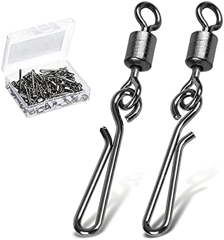 AMYSPORTS Rolling Connector Fishing Swivel Saltwater Corrosion Resistance Snap Swivels Kit Stainless Quick Fishing Snap Barrel Freshwater Trolling Accessories by AMYSPORTS
