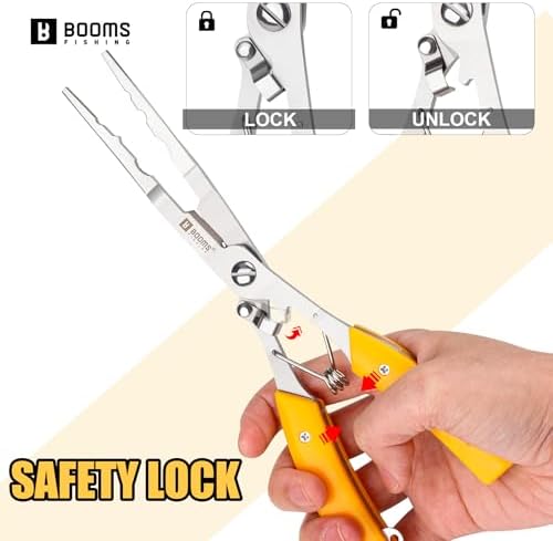 Booms Fishing Hook Remover Pliers, Long Nose, Braid Cutter, Lanyard, Yellow - Image 5
