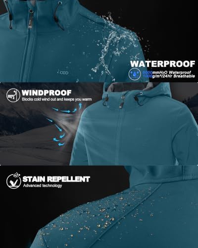 33,000ft Men's Hooded Fleece Lined Rain Shell Jacket Waterproof Lightweight - Image 3