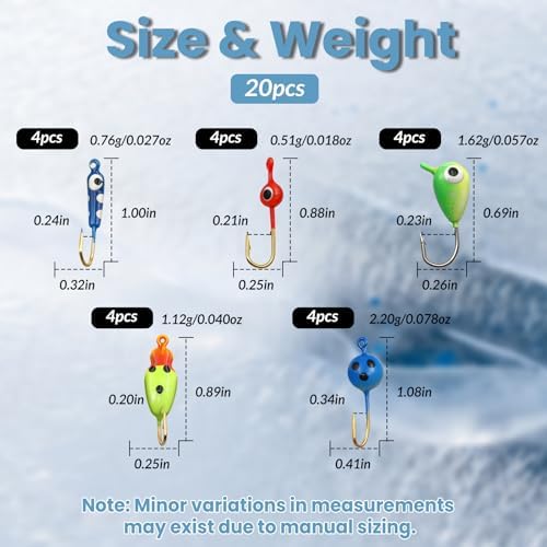 Natufish Glow Ice Fishing Jigs Set 20/28Pcs for Winter Ice Fishing - Image 3