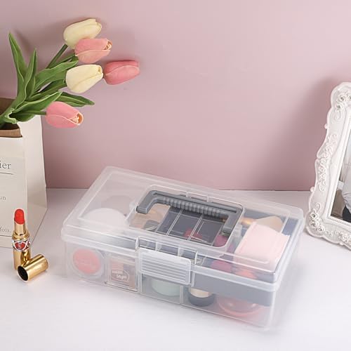 JUXYES Clear Art Craft Supply Storage Bin Sewing Box With Handle Lid - Image 4