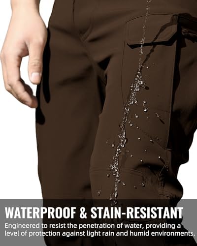 Men's Tactical Pants Stretch Waterproof Fabric Durable Cargo Pants for Hiking Casual Work Multi Pockets (No Belt) - Image 5