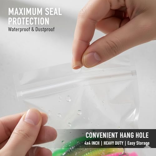 100 Pack Soft Plastic Baits Bags 4”x4" | Heavy-Duty Clear Lock Zipper Lure Packaging Bags - Leakproof Double-Sealed Zipper Storage for Soft Plastic Lures & Fishing Gear | Multiple Sizes - Image 4