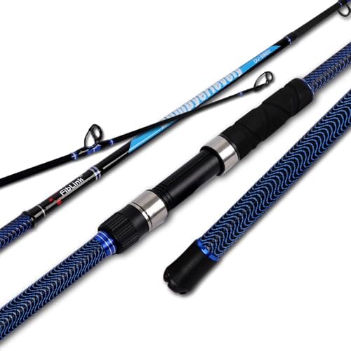 Fiblink Surf Fishing Rod Carbon Surf Spinning Rod Portable Travel Saltwater Beach Blue Surf Rod with SuperPolymer Handle 8'6"/9'/10'/12'/15' by Fiblink