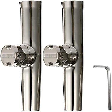 Amarine Made (2x) Stainless Tournament Style Clamp on Fishing Rod Holder for Rails 1" to 1-1/4" Rail Mount Rod Holder by AmarineMade