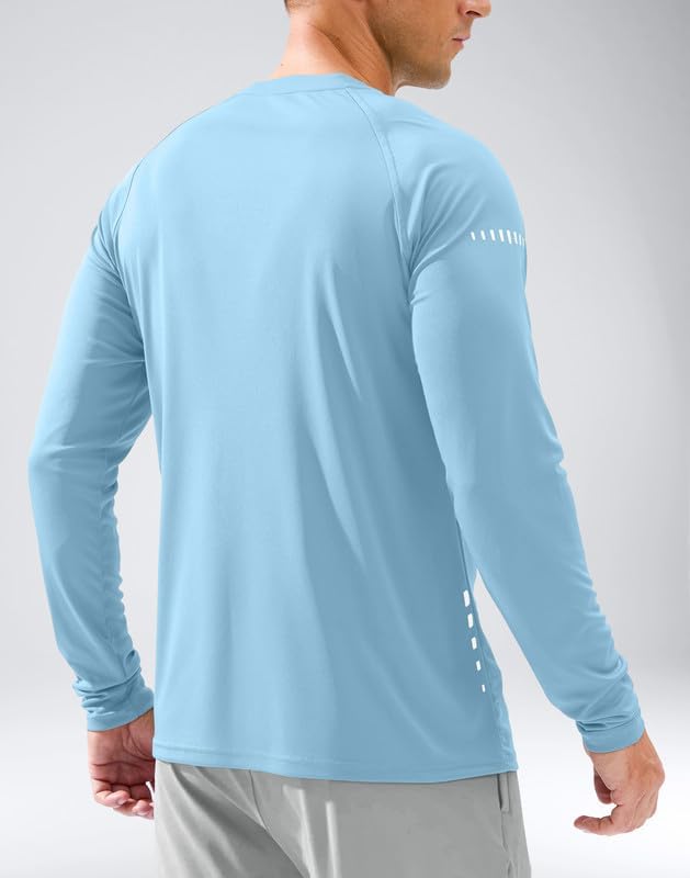 Men's Sun Protection Swim Long Sleeve UPF 50+ Rash Guard Lightweight Shirts - Image 3