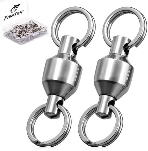 FishTrip 25/50pcs Ball Bearing Swivels with Split Rings for Saltwater by FishTrip