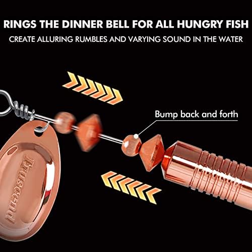 TRUSCEND Swim or Jig Fishing Spinner Baits for Freshwater and Saltwater, Rooster Tail Fishing Lures for Trout Bass Walleye Crappie Salmon Pike, Blade Bait with Copper Blade - Image 4