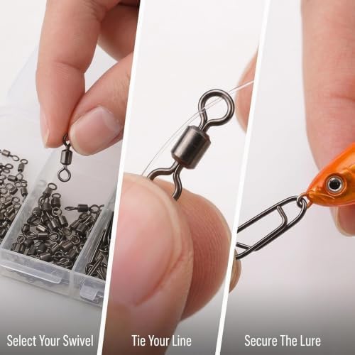 MOBOREST Fishing Swivels Snap Swivels Barrel Swivels with Snaps - Image 4