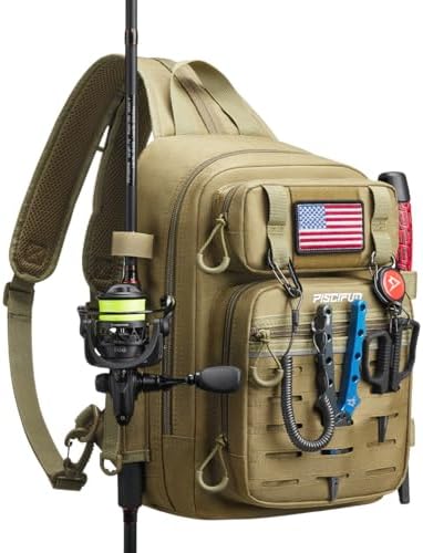 Piscifun Fishing Backpack Tackle Bag, MOLLE & 2 Rod Holders, Multi Storage by Piscifun