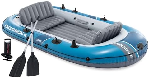 INTEX Excursion 4-Person Inflatable Fishing Boat River Raft Set with Oars by Unknown