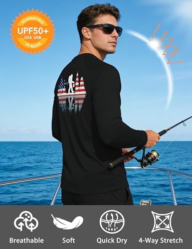 Men's UPF 50+ Sun Fishing Shirt, Long Sleeve UV Protection Tee, Quick Dry Rash Guard for Outdoor Swim Hiking - Image 4