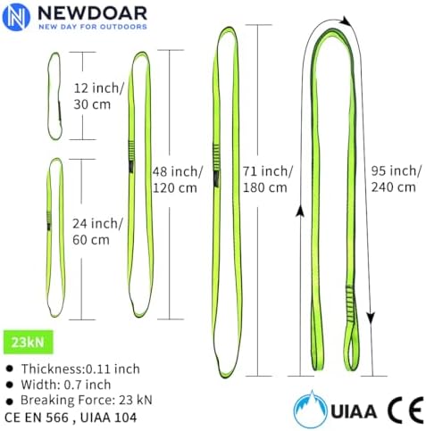 NewDoar 16mm Climbing Sling UIAA CE Certified,23KN EN566 Certified,Climbing Utility Cord Rock Climbing,Creating Anchors System,Rappelling Gear,Perfect for Tree Work - Image 3